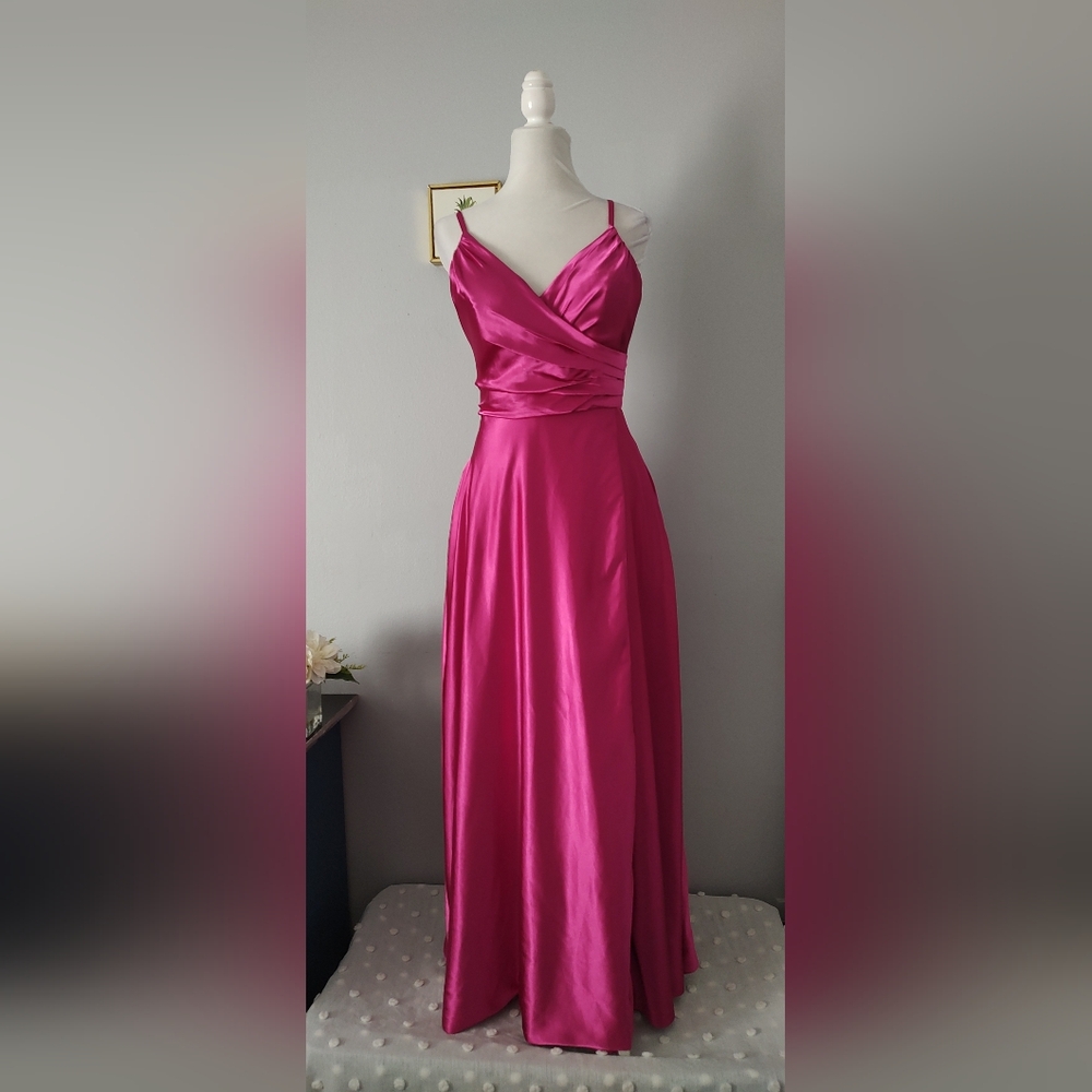 Vnaix Dress Women prom wedding cocktail bridesmaid  adjustable lace up back Pink